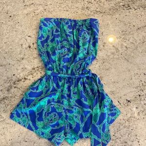Lilly Pulitzer Strapless Romper with Shorts and Waist-Defining Sash Worn Once XS
